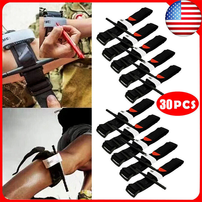 30 pcs Tourniquet Rapid One Hand Application Emergency Outdoor First Aid Kit USA