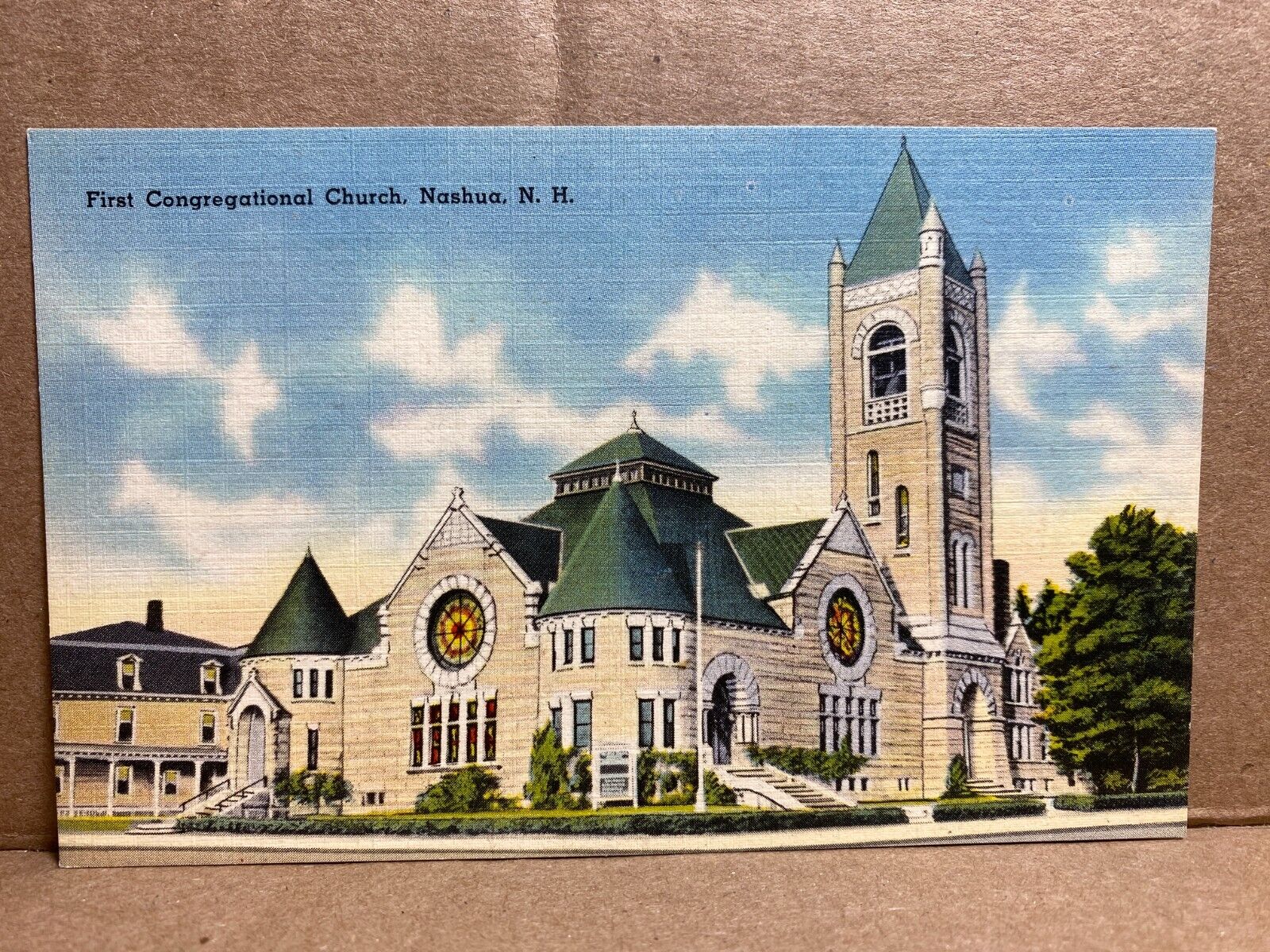 First Congregation Church Nashua New Hampshire Linen Postcard No 991