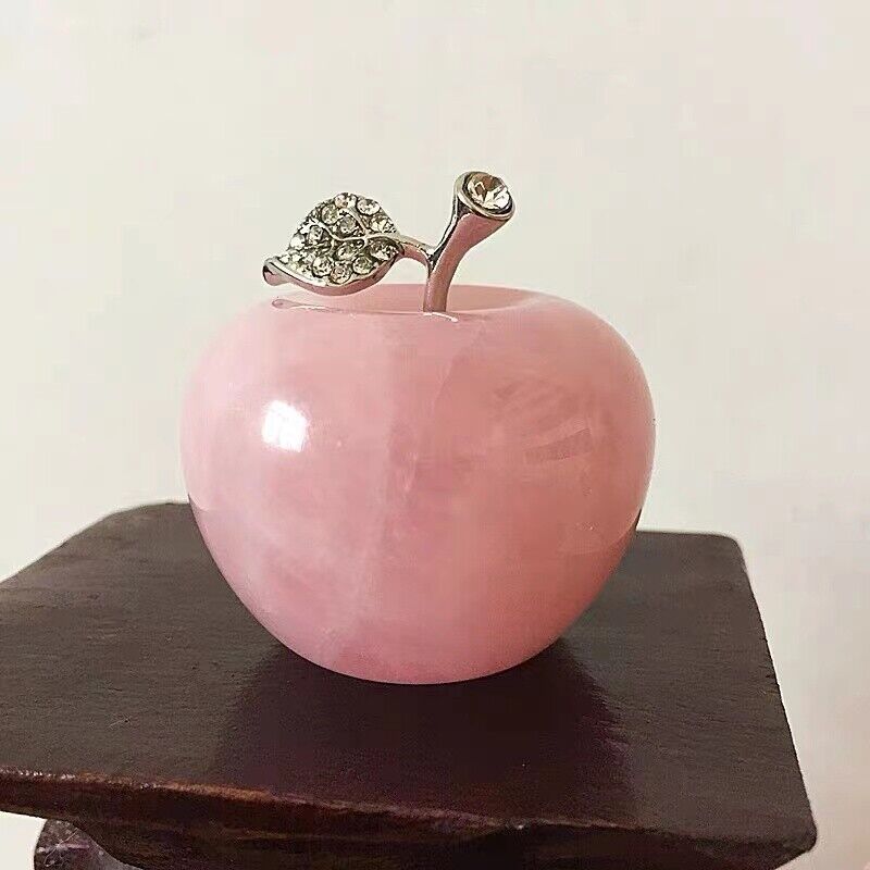 4.5CM Rose Quartz Apple Paperweights Pink Crystal Figurine Home Decor Reiki Gift