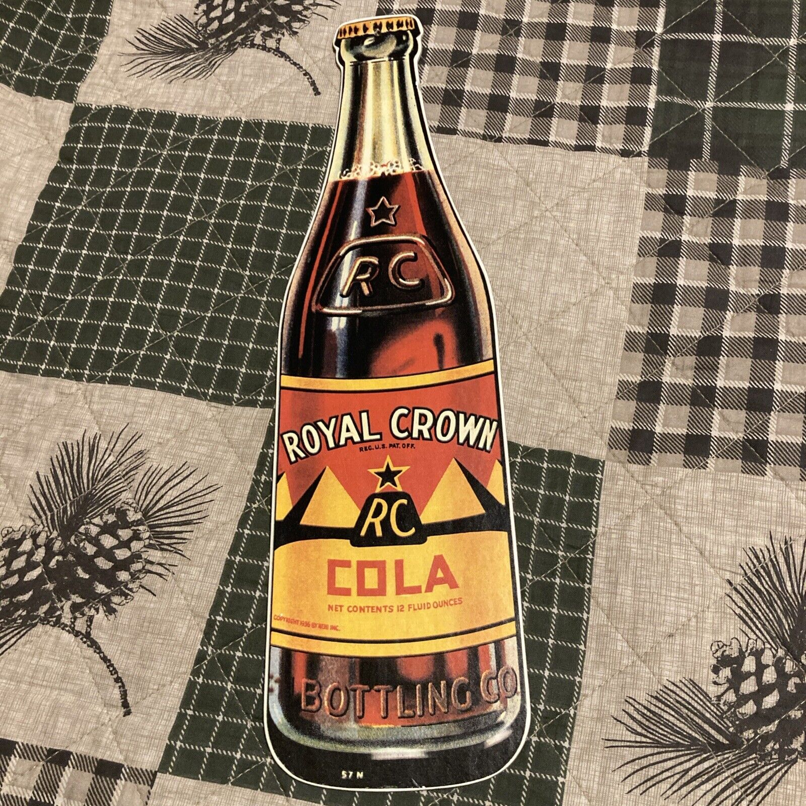 Vintage Royal Crown Cola Cardboard Sign Bottle 16” X 4 3/8” “Non Smoking Home”