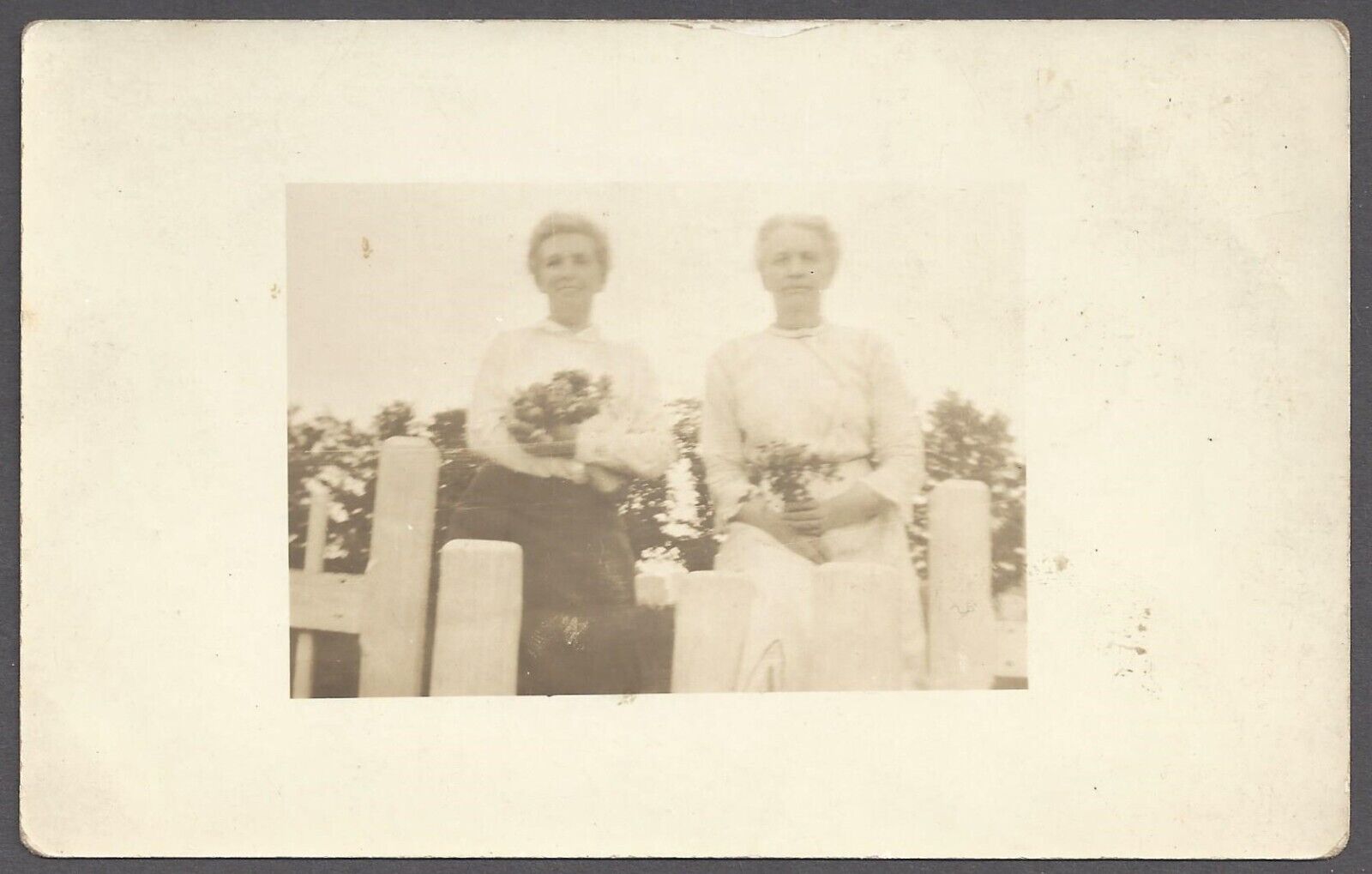 RPPC Postcard Sisters at East Craftsbury Cemetery Vermont A. H. Cheney Stowe VT