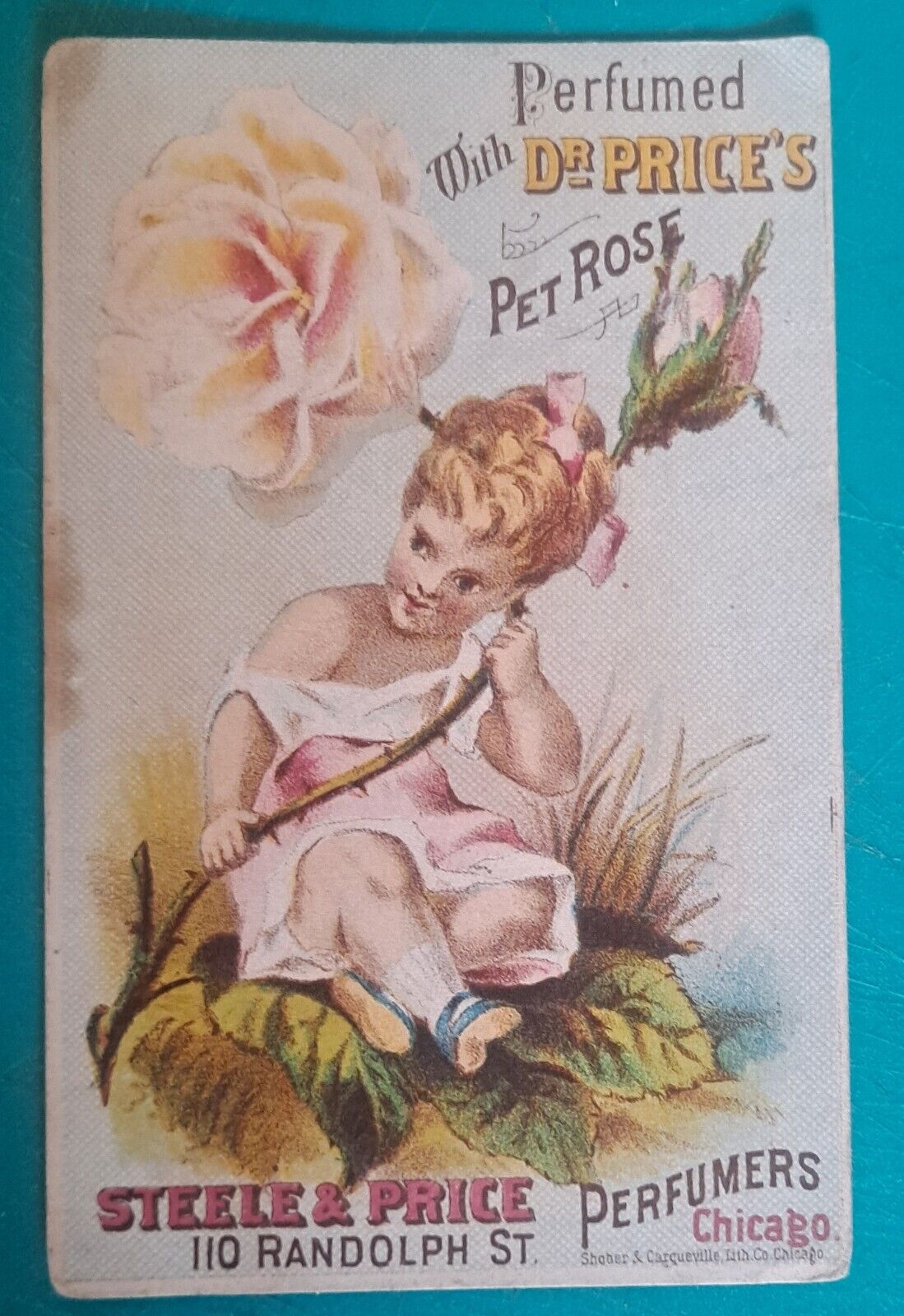 Vintage Victorian ,Trade Card Steele & Price Perfumers, Chicago, Sleeved
