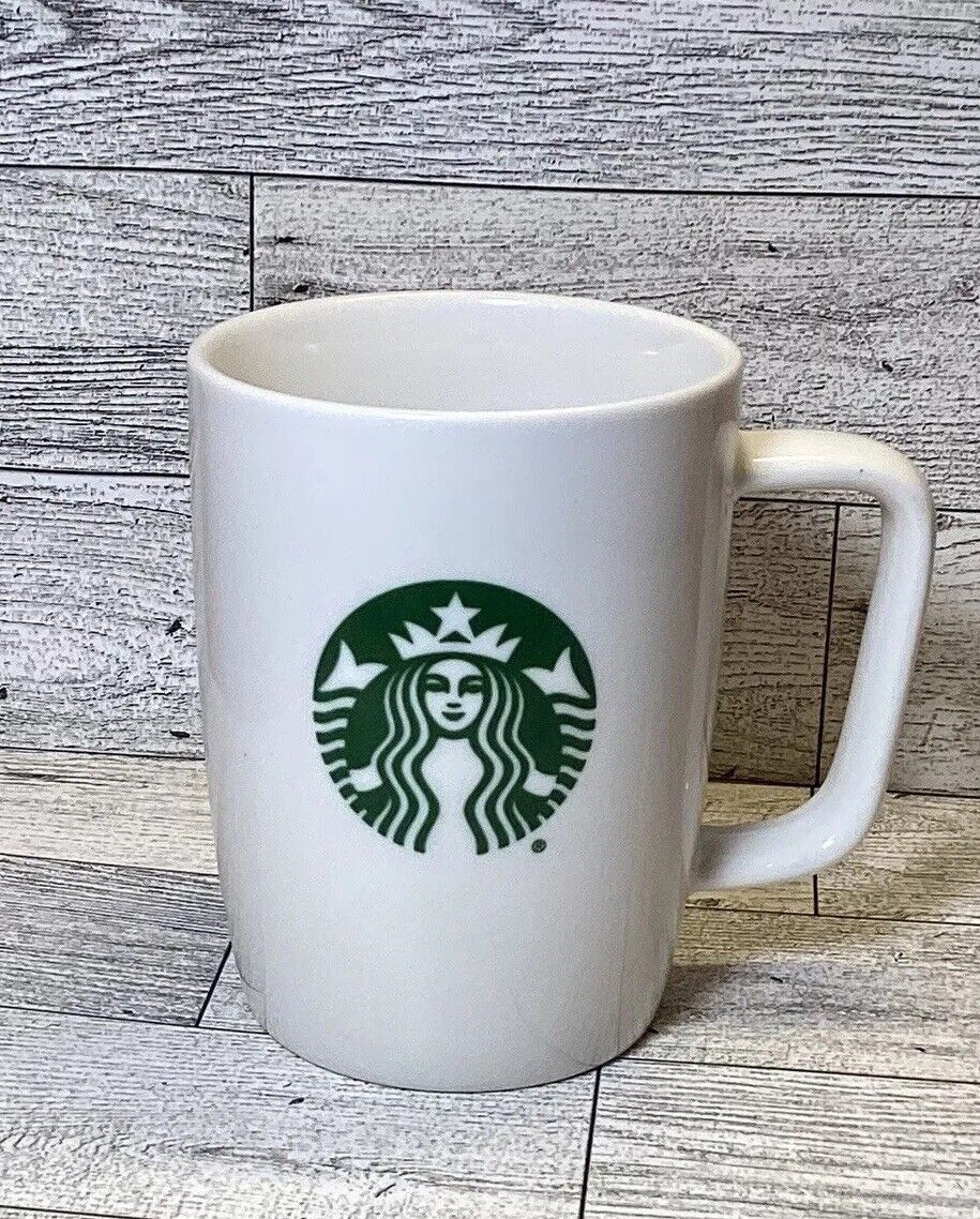 2017 STARBUCKS Mermaid Siren Logo White Green 10.8 oz Ceramic Coffee Mug Cup