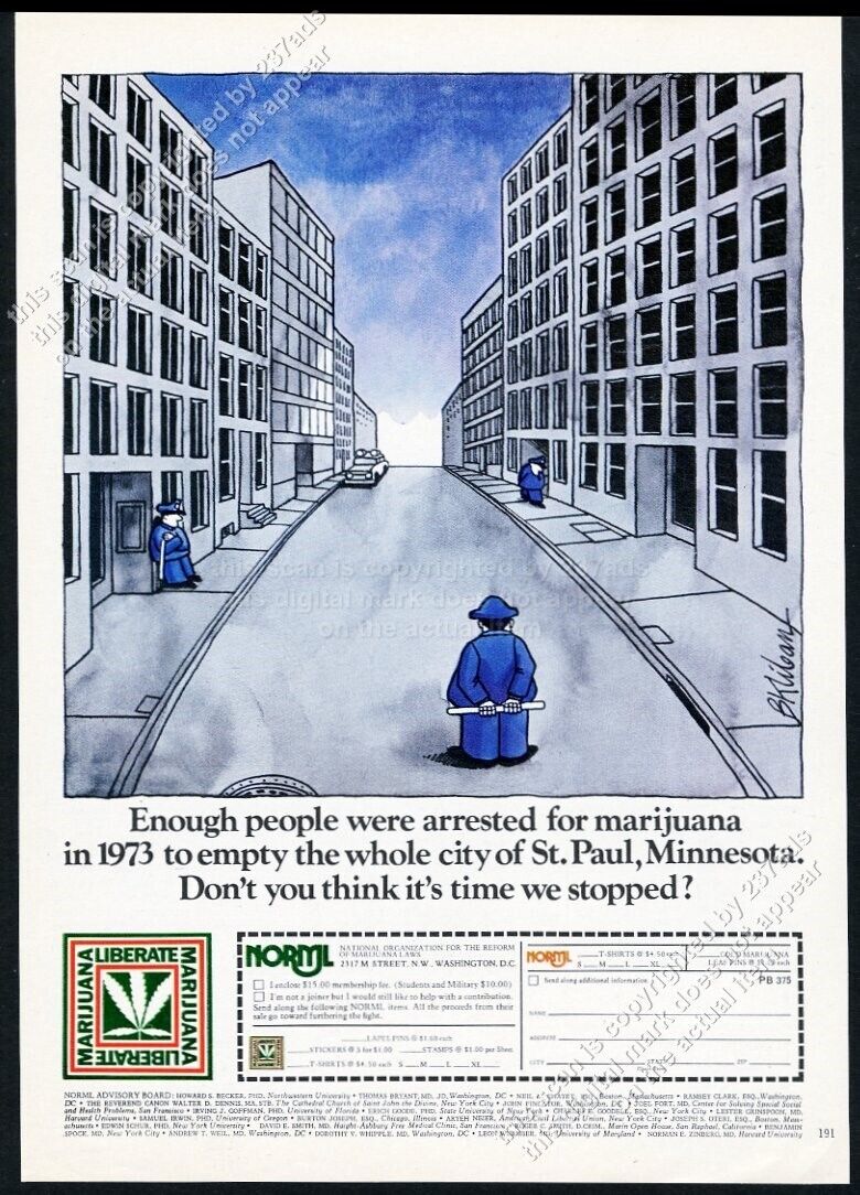 1975 NORML marijuana law reform group Bernard Kliban art vintage print ad
