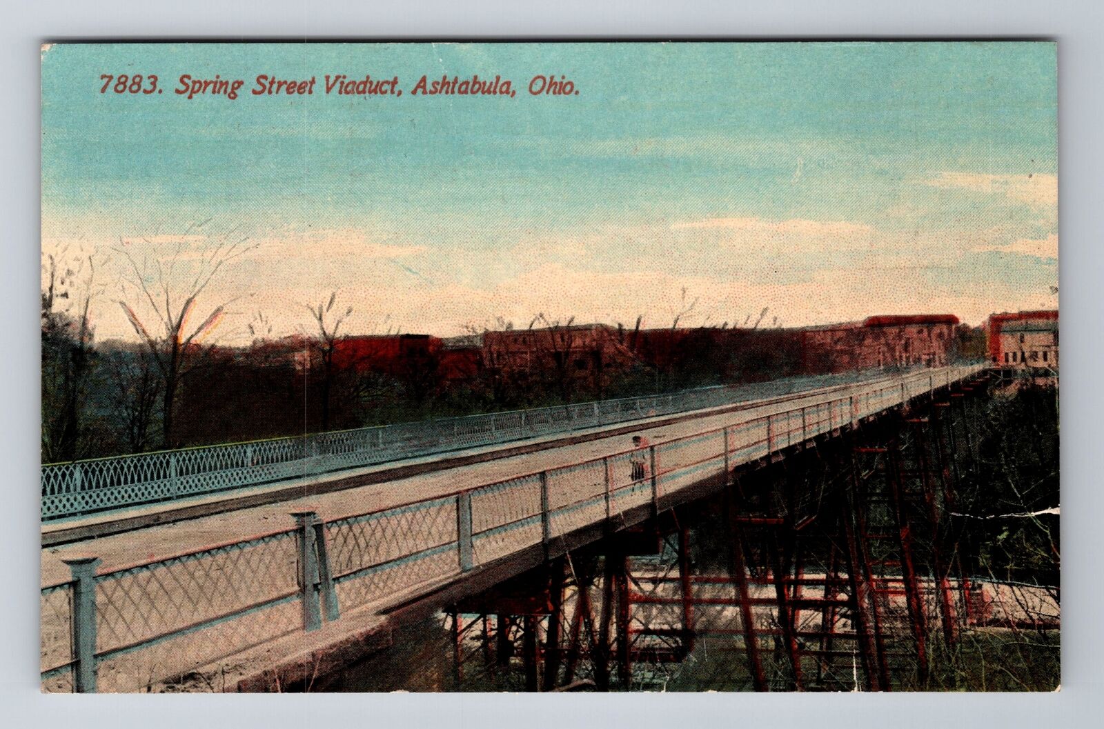 Ashtabula OH-Ohio, Spring Street Viaduct, Antique, Vintage Souvenir Postcard
