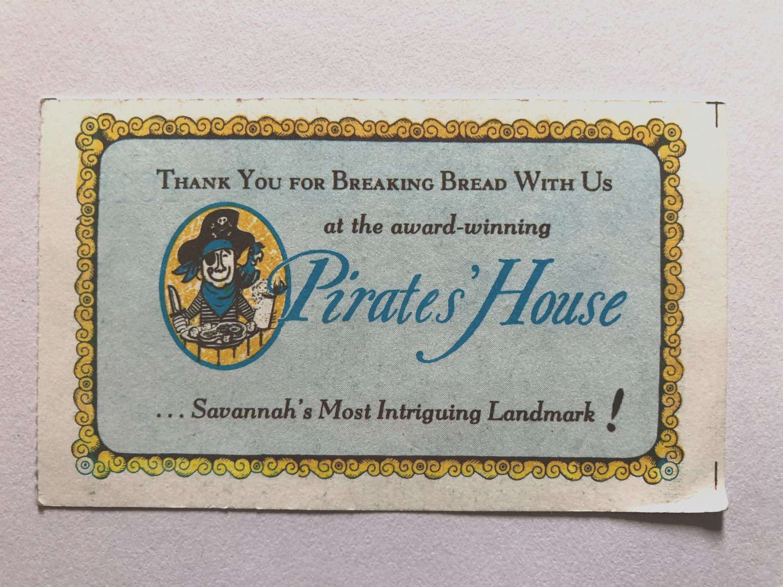 Pirates\' House Savannah Georgia Guest Receipt