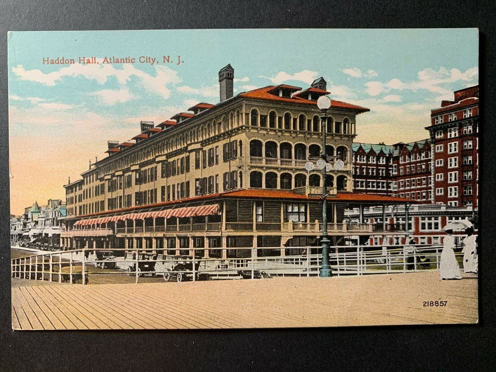Postcard Atlantic City NJ - c1910s Haddon Hall Hotel from Boardwalk