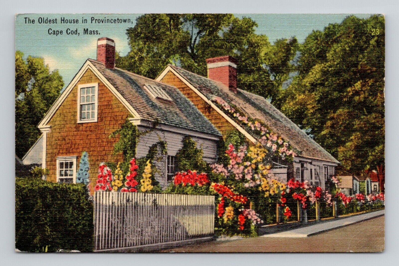 Postcard Oldest House Provincetown Massachusetts MA Cape Cod, Vintage Linen G9