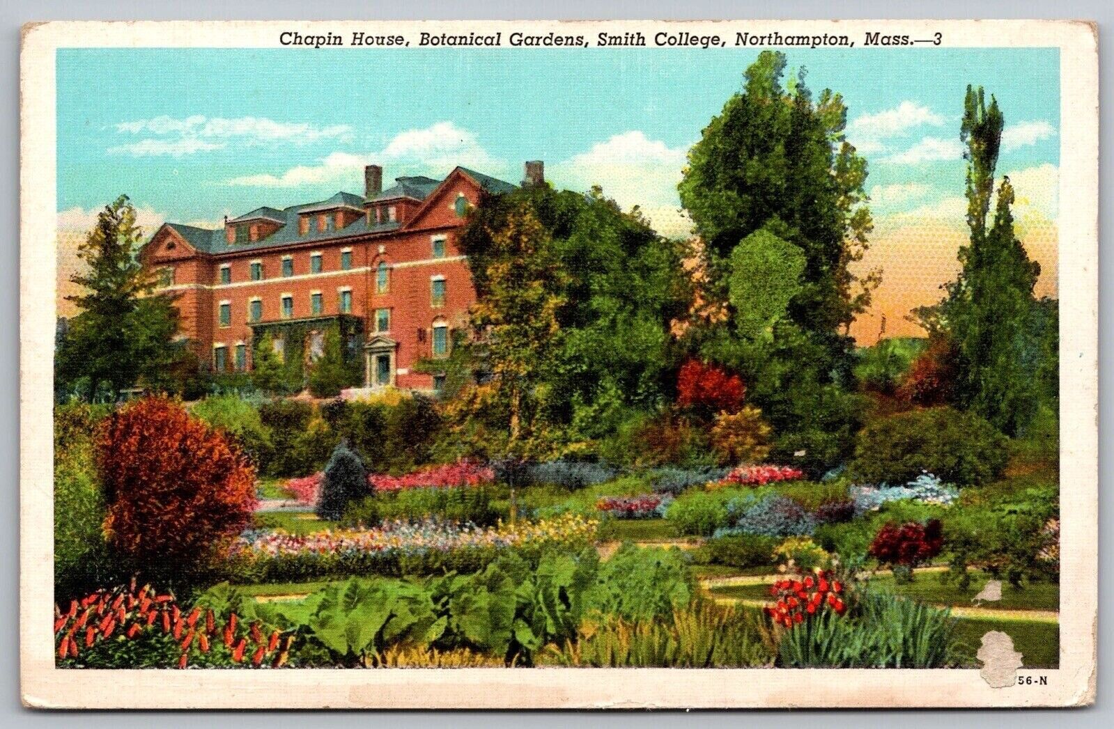 Chapin House Botanical Gardens Smith College Northamton MA WB Postcard UNP VTG