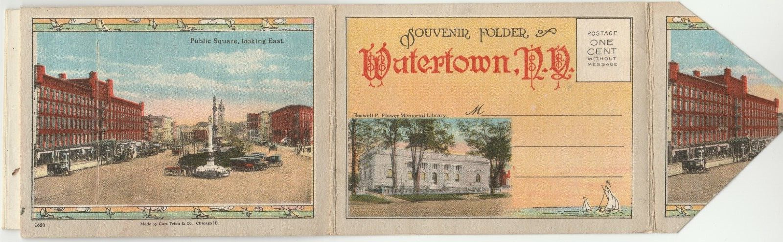 Watertown NY Souvenir Picture Book 18 Full color mini pictures Vintage