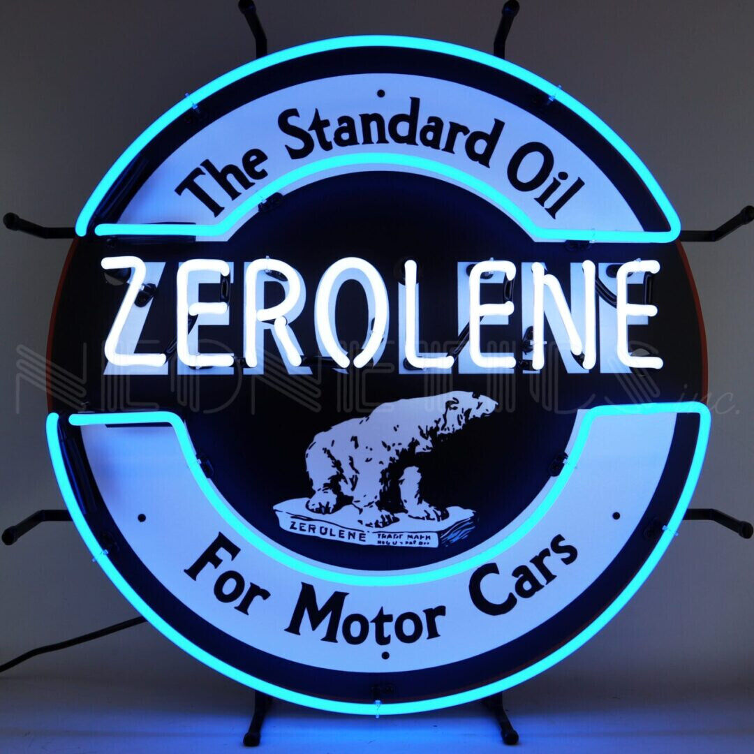Zerolene Neon sign Gasoline Gas pump Globe wall lamp Standard oil Polar Bear