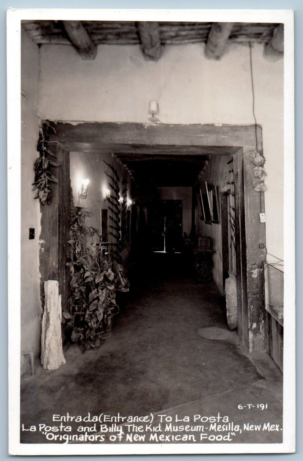 Mesilla NM Postcard RPPC Photo Entrada Entrance To La Posta The Kid Museum c1940