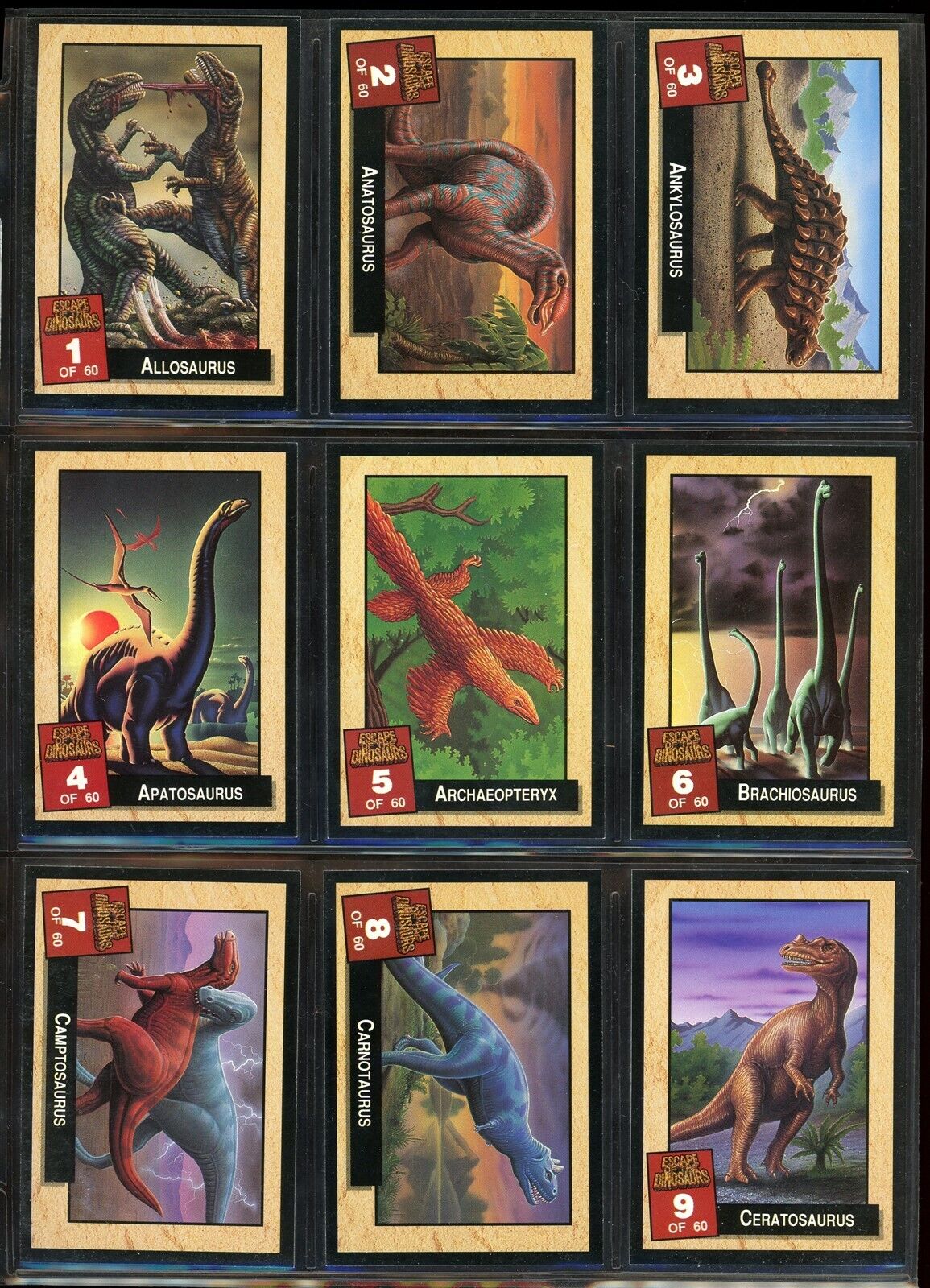 1993 Dynamic Marketing Escape of the Dinosaurs Complete Card Set (1-60) B1