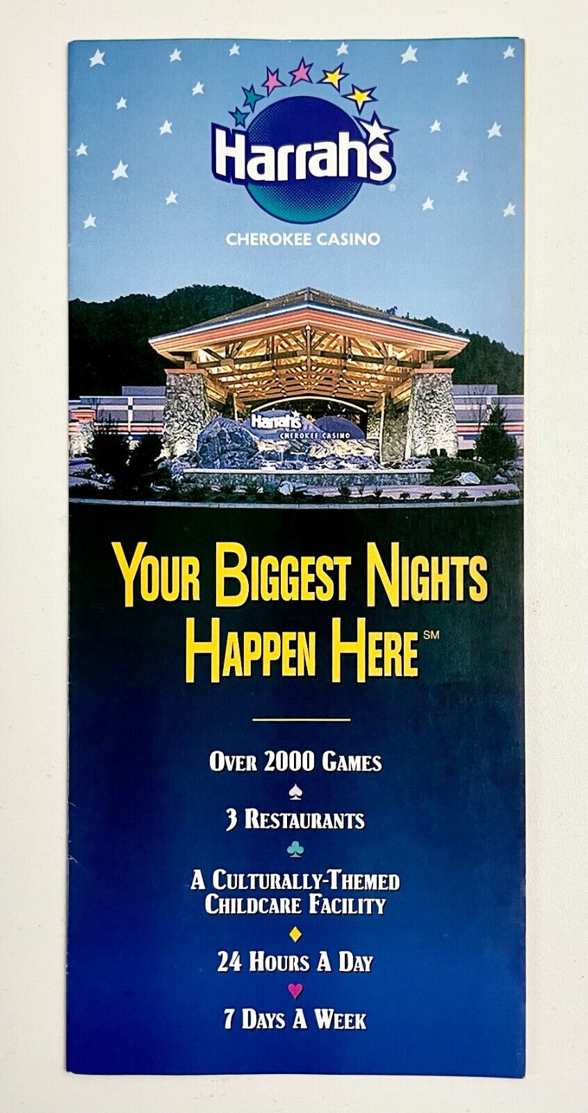 1998 Harrah\'s Cherokee North Carolina Casino Vintage Travel Brochure 2000 Games