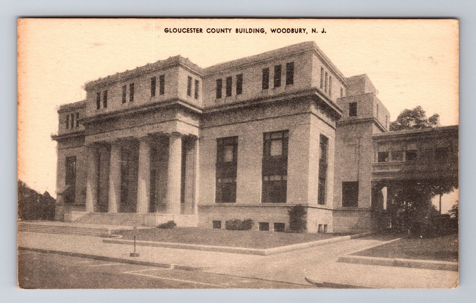 Woodbury NJ-New Jersey, Gloucester County Building, Antique Vintage Postcard