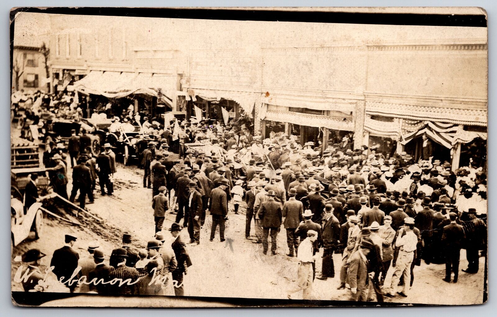 West Lebanon Maine~Crowd & Street Scene on Big Day, May 10 1910~RPPC Postcard