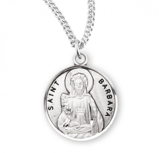 Unique Patron Saint Barbara Round Sterling Silver Medal Size 0.9in x 0.7in