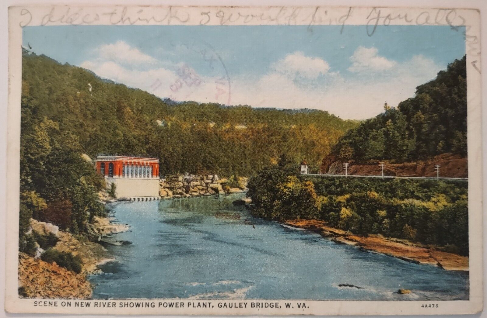 Vintage Postcard New River Power Plant Gauley Bridge West Virginia AA50