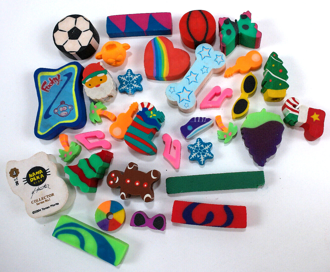 Lot of 33 Assorted Collectible Erasers Christmas Birthday Vacation Food Pets