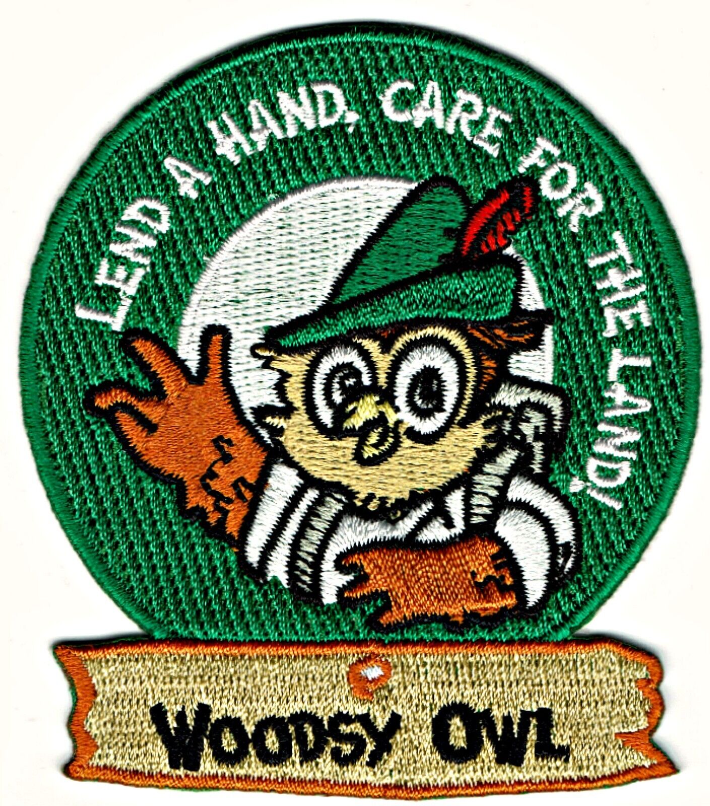 Official Woodsy OWL “Lend Hand, Care for Land” Patch - Smokey Bear Friend - New
