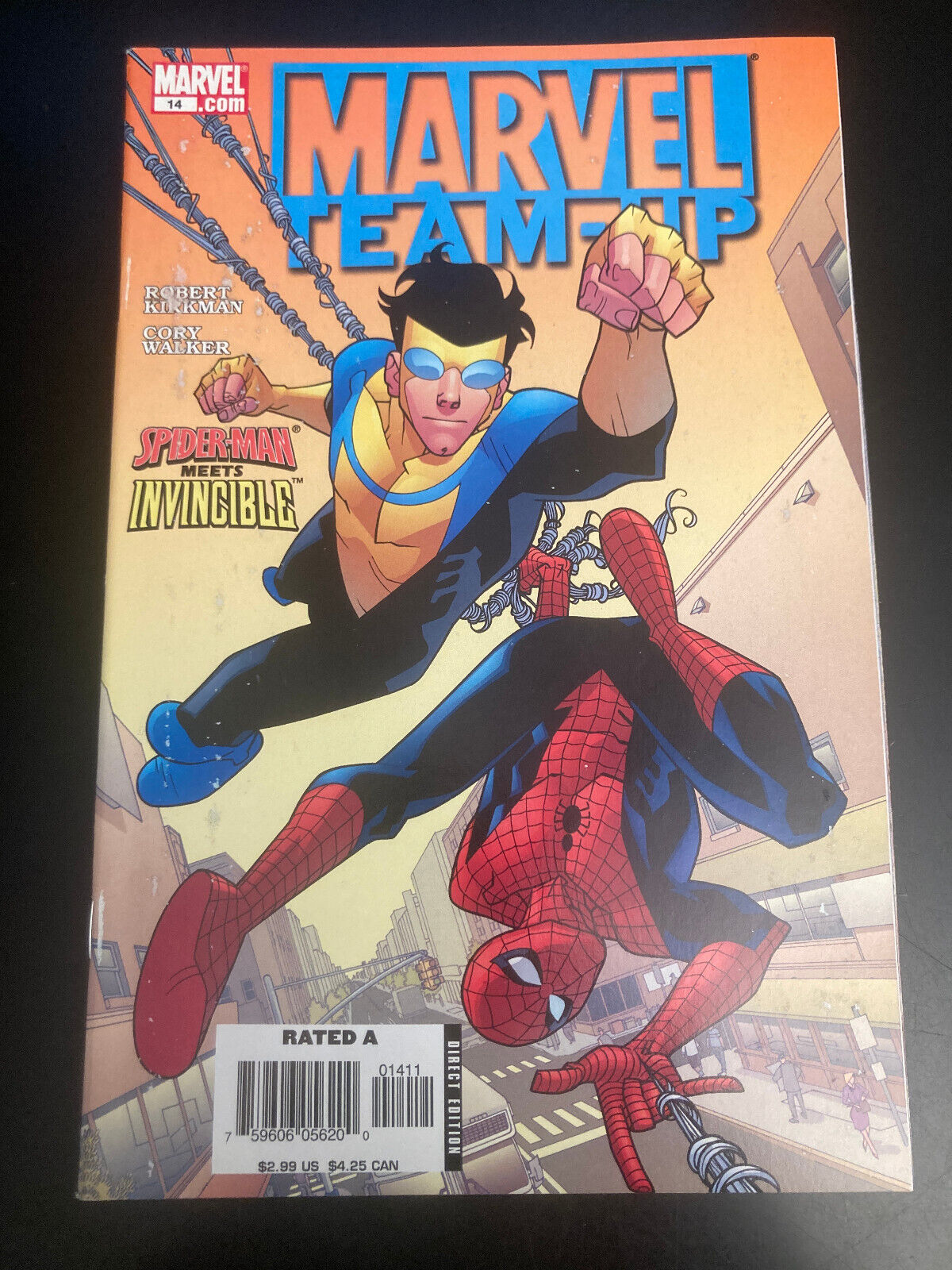 MARVEL TEAM-UP #14 *Key*(NM-/9.0) but some scuffing/residue on left of cover