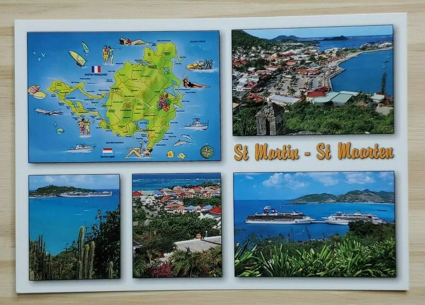 Postcard St Martin Sint Maarten Collage Points of Interest Antille West Indie A2