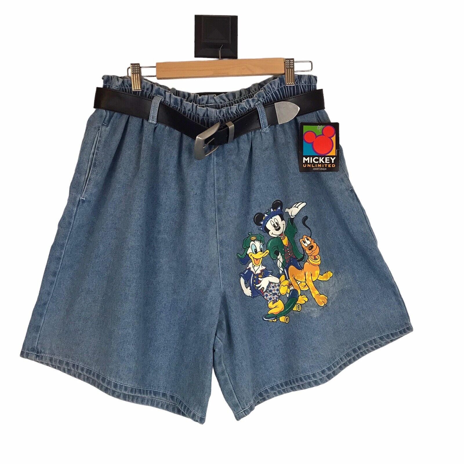 VTG Disney Unlimited Mickey Mouse Jerry Leigh Womens Denim Shorts XL 90s Baggy