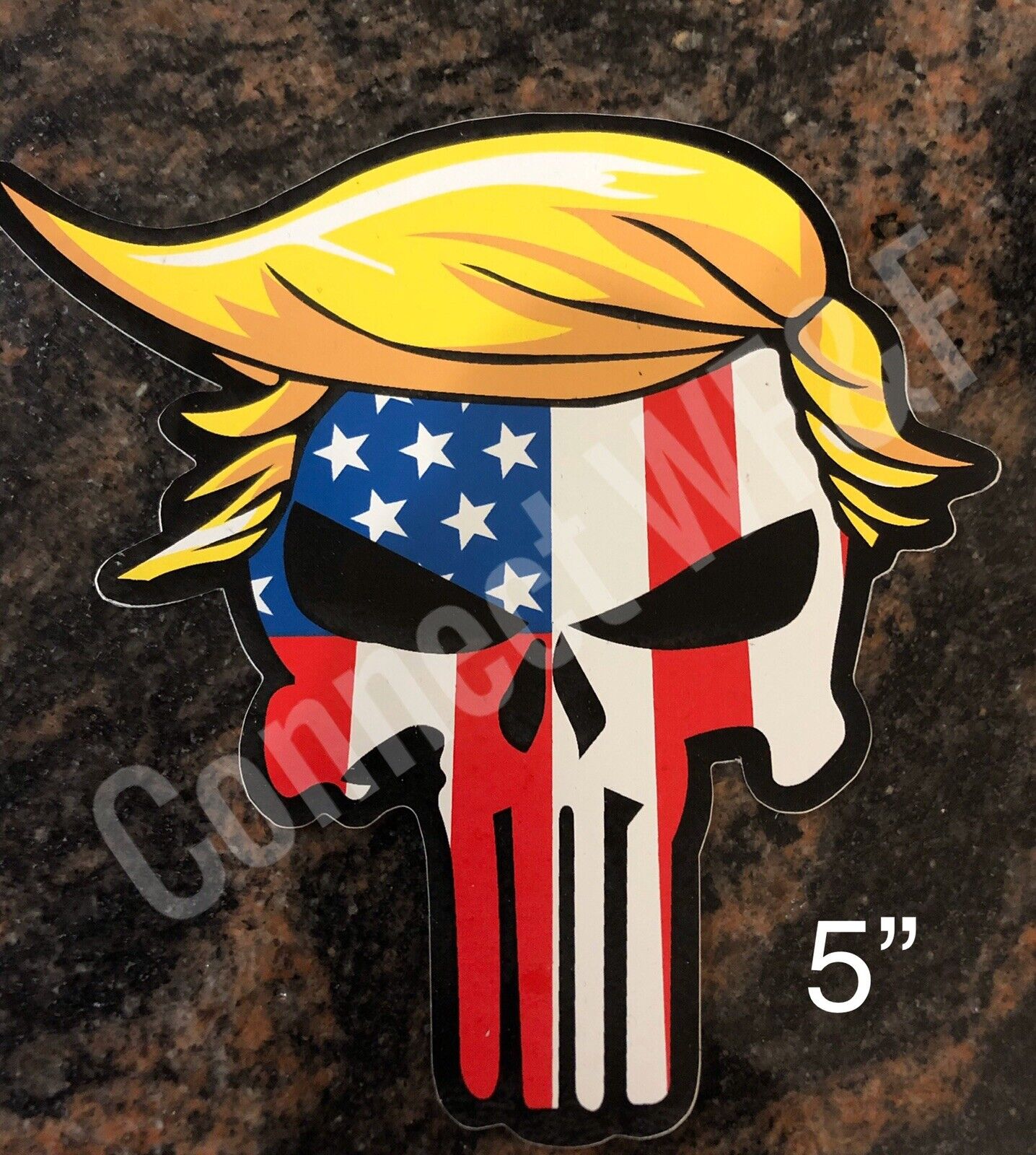 (2) 2024 Donald Trump Hair Skull MAGA Punisher 5” Die Cut Bumper Window Sticker