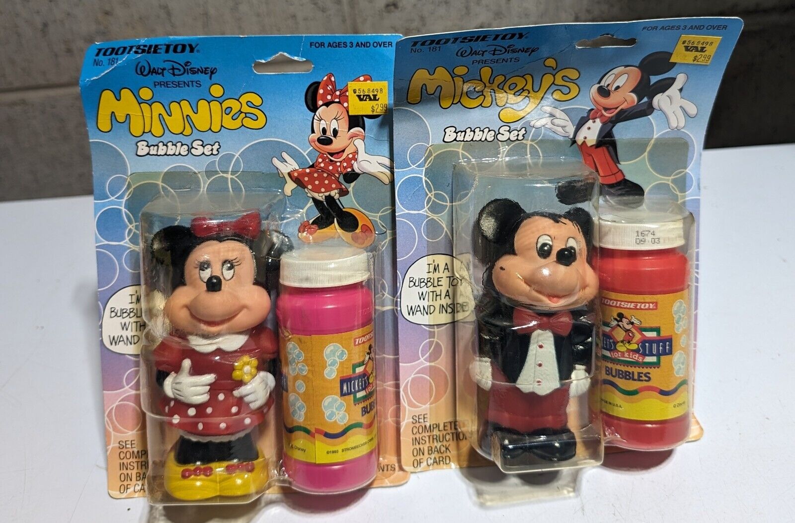 Vintage 1986 Tootsietoy Walt Disney Mickey&Minnies Bubble Set