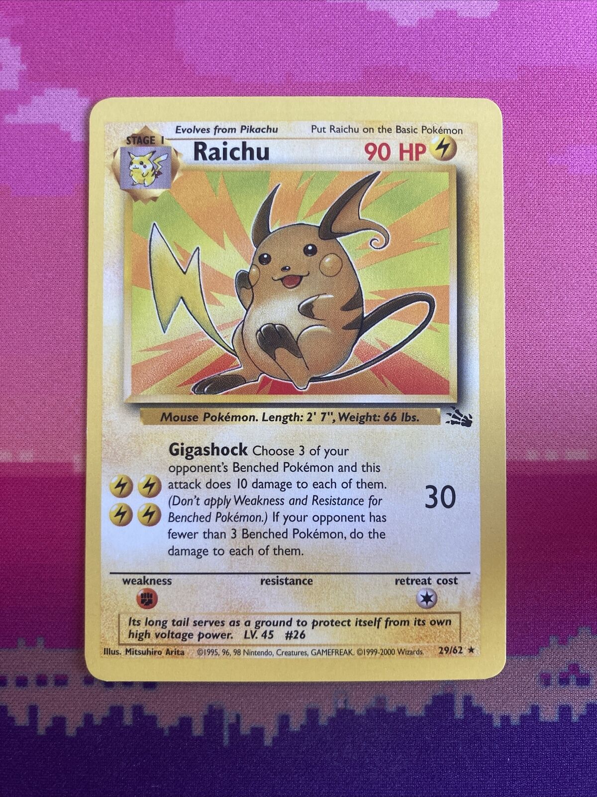 Pokemon Card Raichu Fossil Rare 29/62 Near Mint Condition