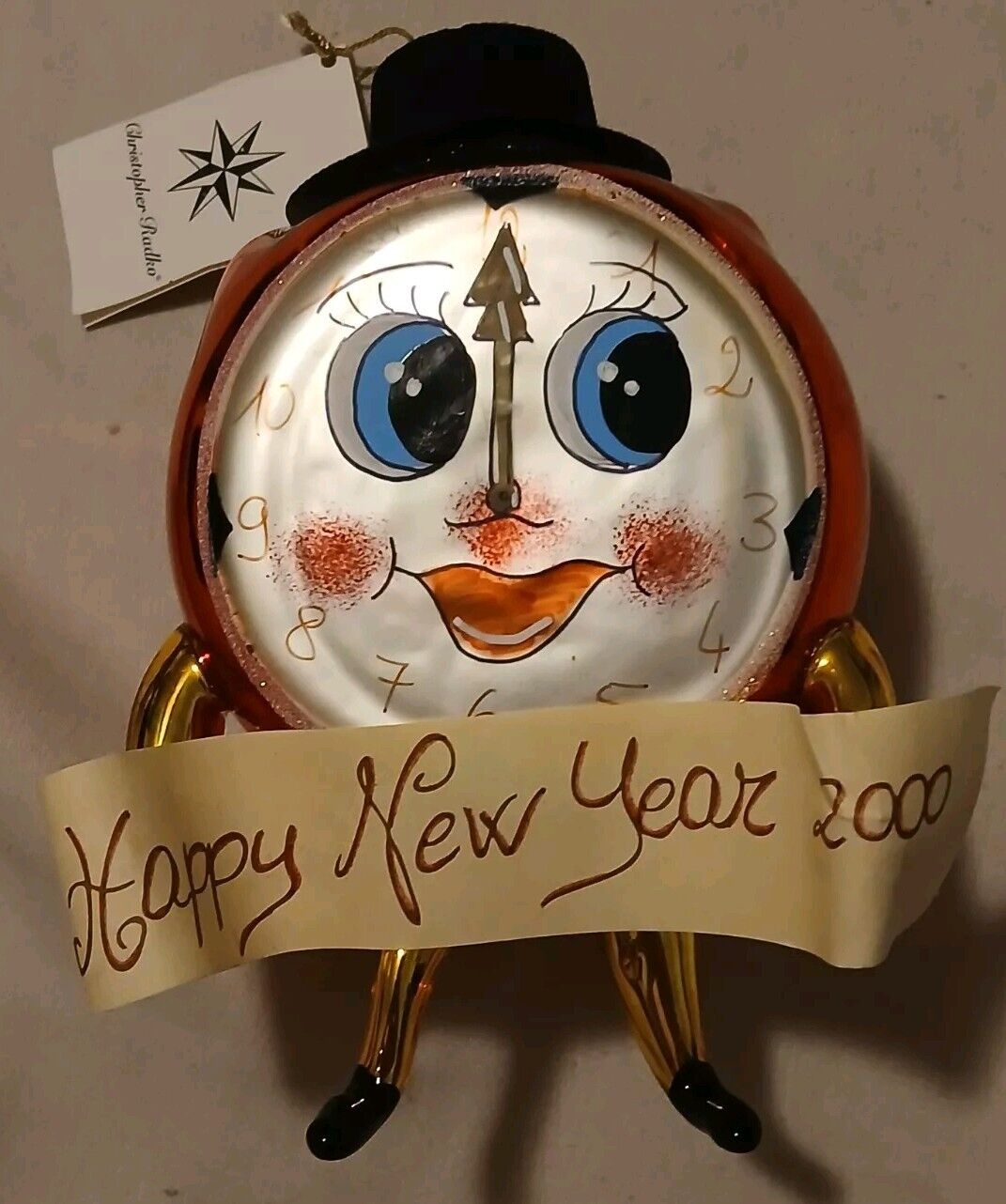 Christopher Radko Happy New Year 2000 Clock Ornament