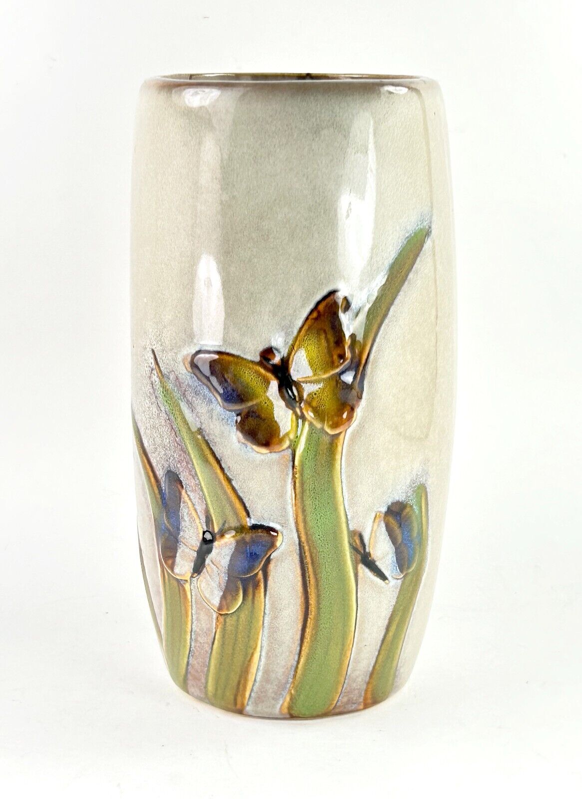 Butterfly & Flora Vase Stoneware 7.5\