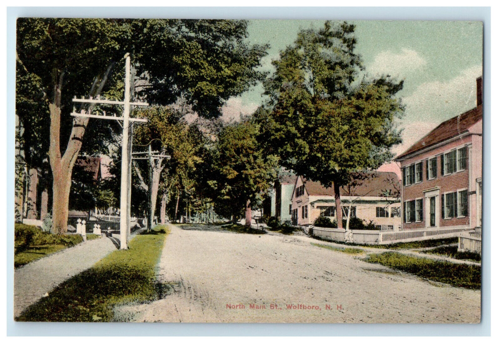 c1910 North Main Street, Wolfeboro New Hampshire NH Unposted Antique Postcard