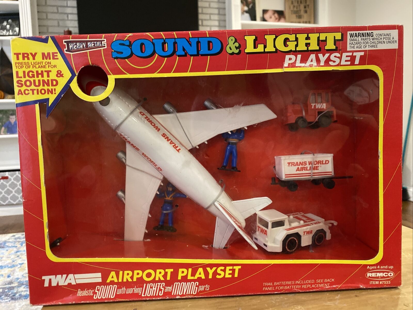 TWA Airlines Airport Play Set Sounds Lights Moving 1993 Sealed NOS Vintage Works