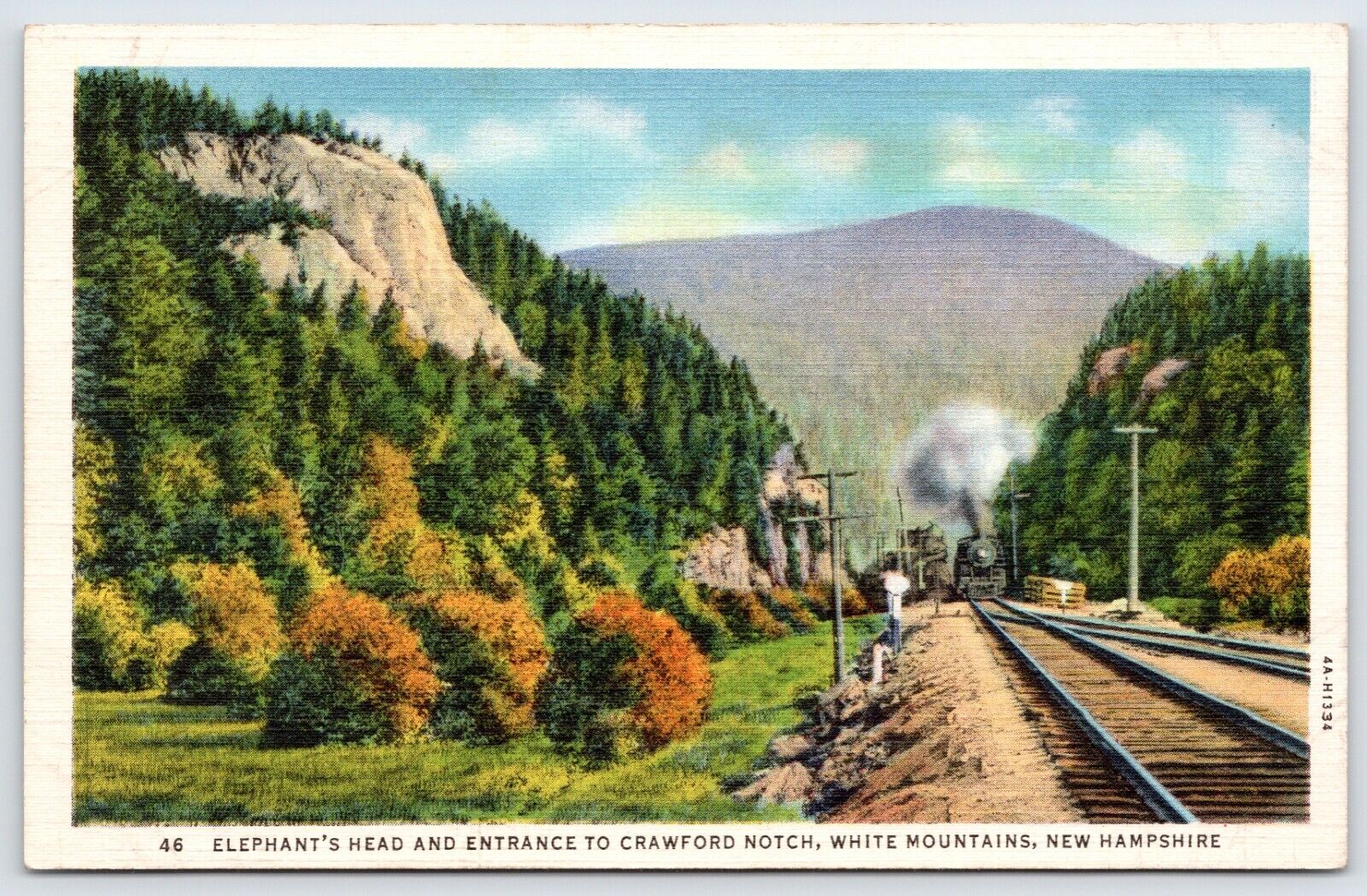 Postcard Elephant\'s Head & Entrance To Crawford Notch, White Mountains NH