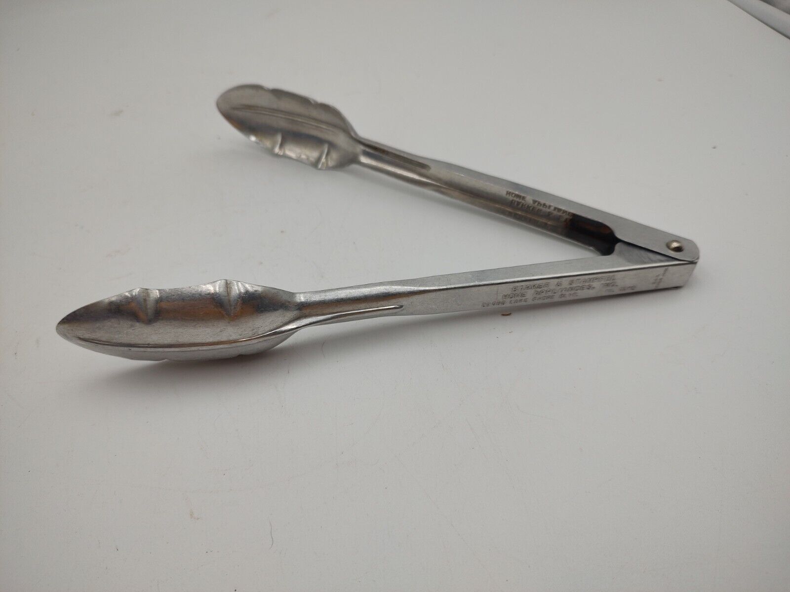 Vintage Barker & Stampfel Home Appliance Aluminum Advertising Spoon Tongs 