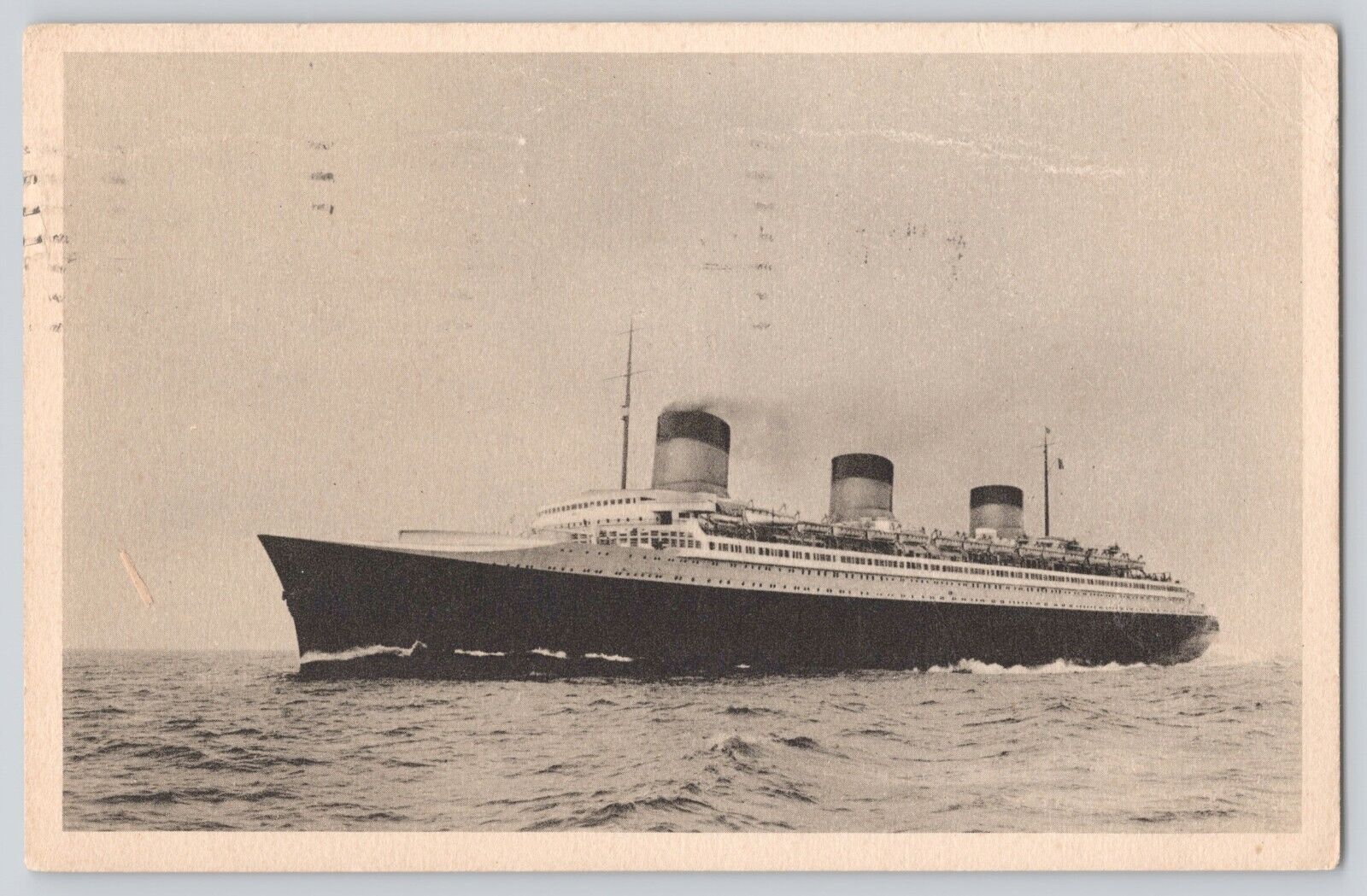 Postcard Steamship Ship SS Normandie French Line  Cie Gle Transatlantique 1938
