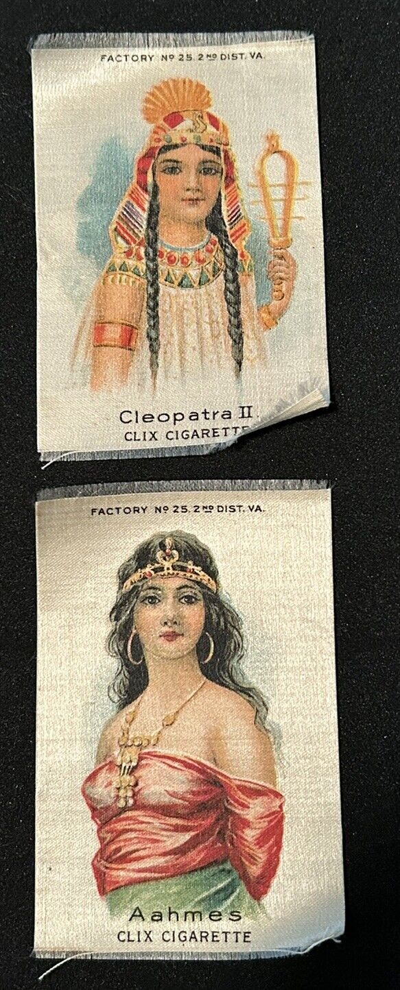 2 Antique  CLIX Cigarette Tobacco Silks Cleopatra II and Ashmes