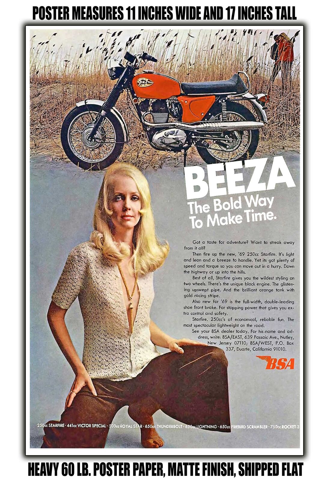 11x17 POSTER - 1969 BSA 250cc Starfire Beeza the Bold Way to Make Time
