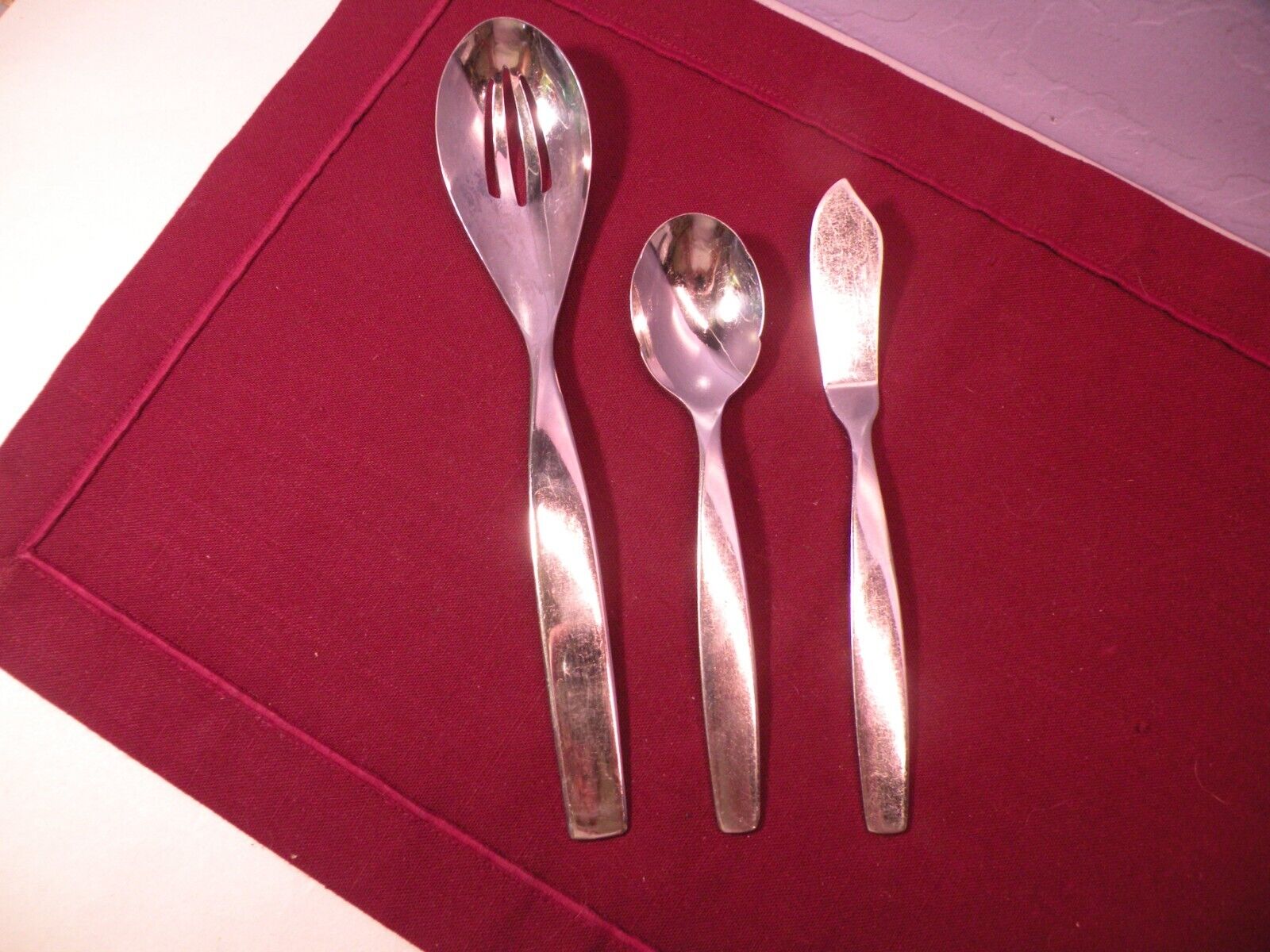 3 Serving Pieces Sasaki Axis Slotted serving Spoon Master Butter Sugar Spoon
