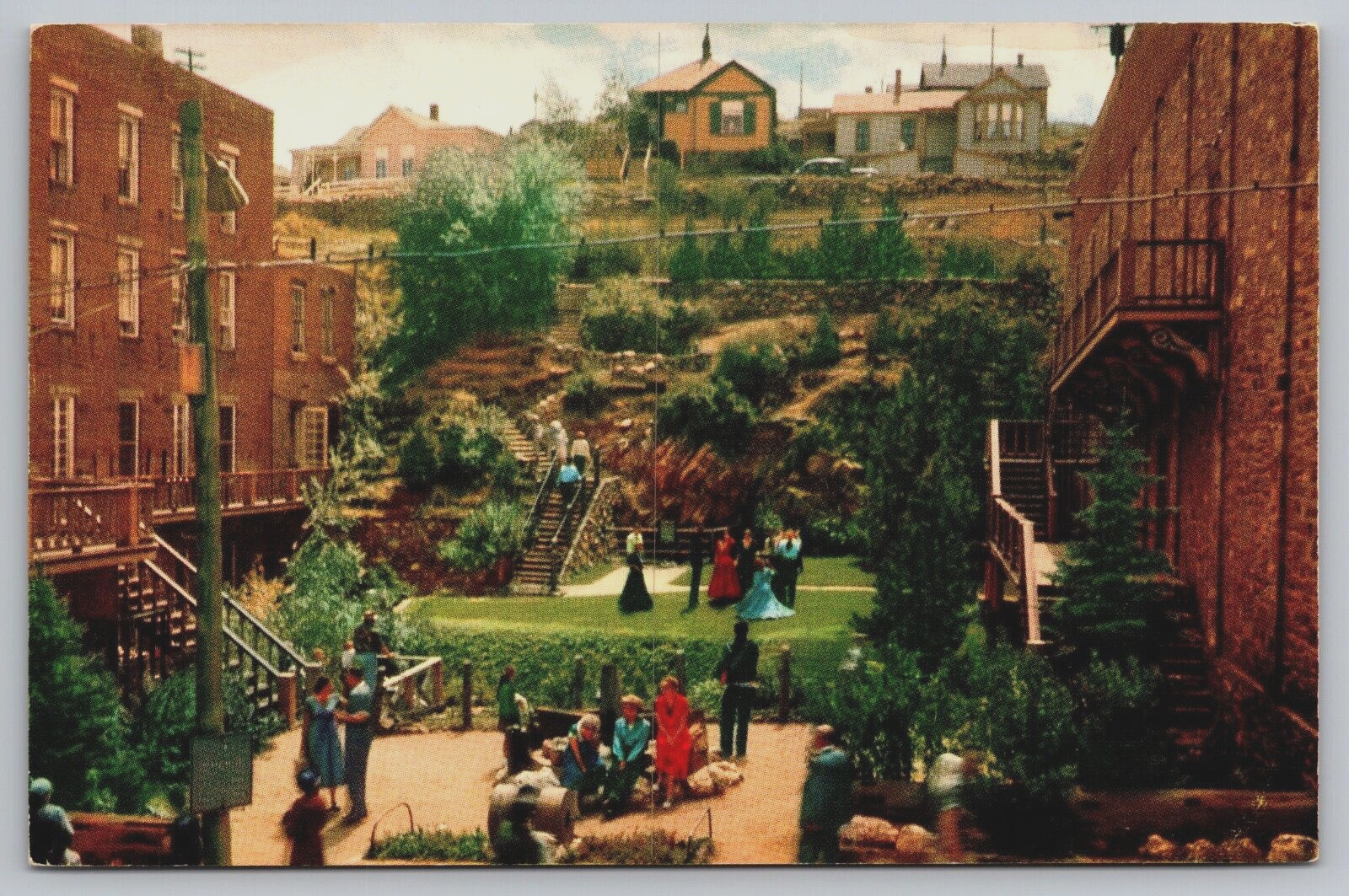 Garden Between Opera and Teller House Central City CO c1950s Vtg Postcard A16