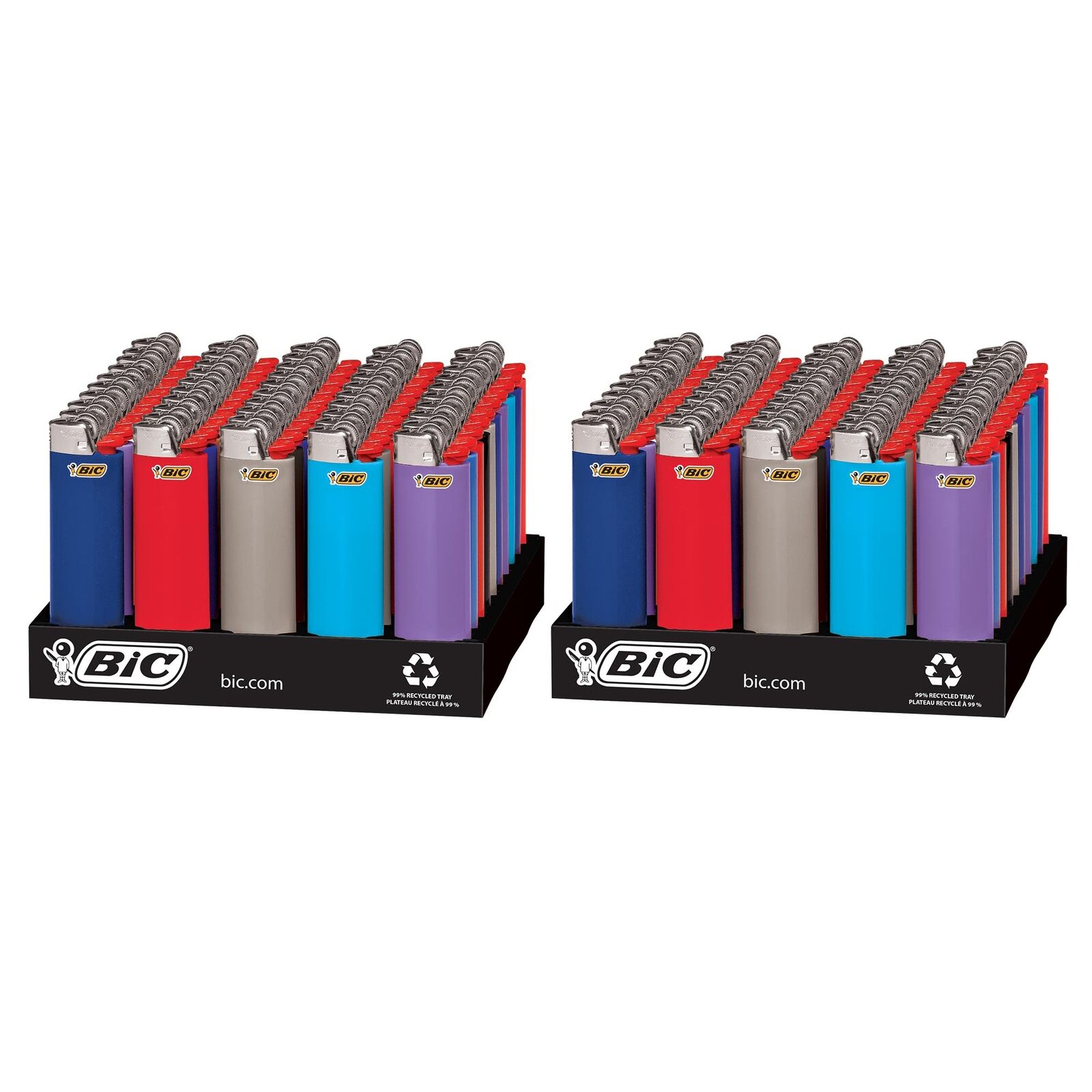 BIC Classic Lighter, Assorted Colors, Pocket Lighters, 100-Count Tray