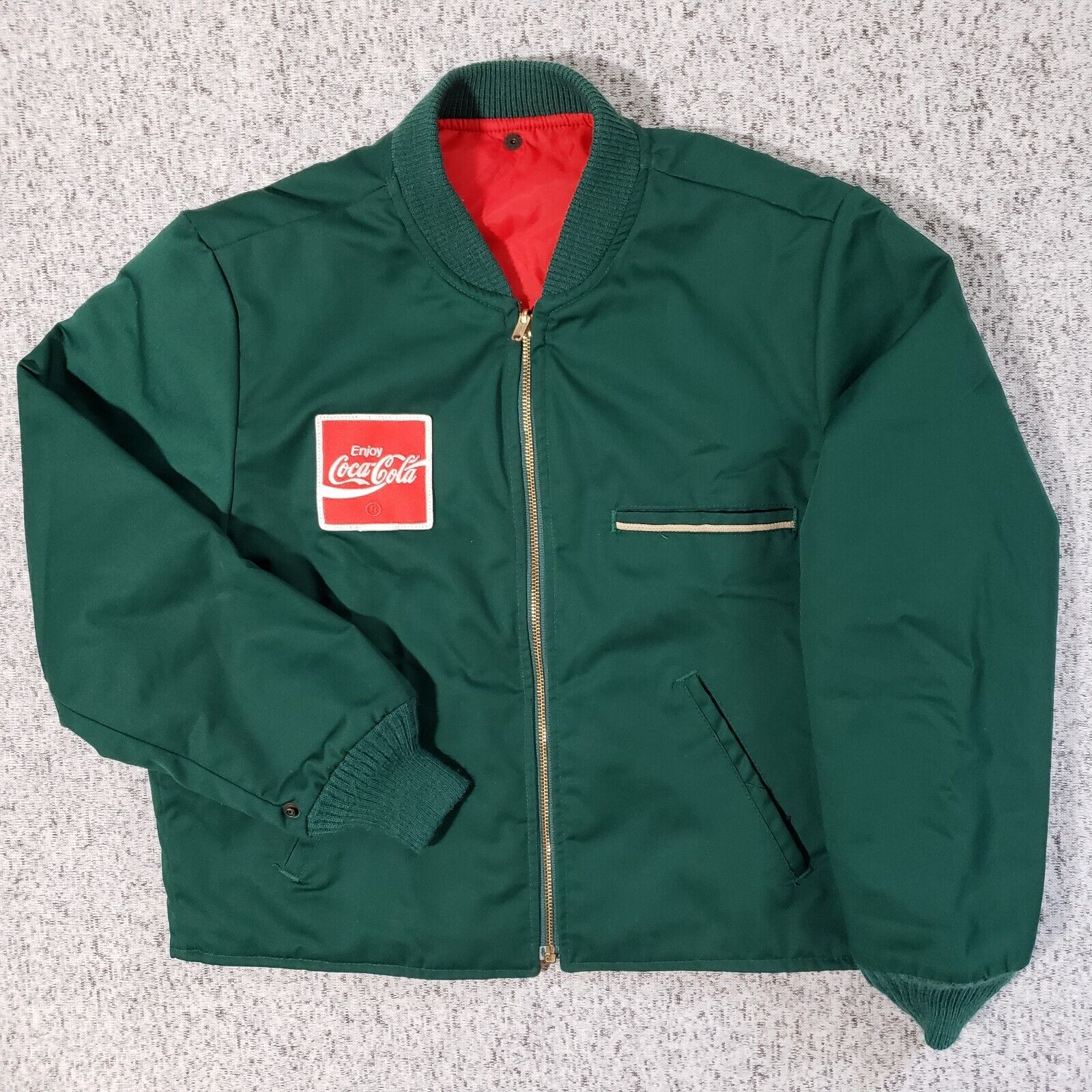 Vintage Coca Cola Coke Jacket Size 42 Short Bomber Green Workers Coat