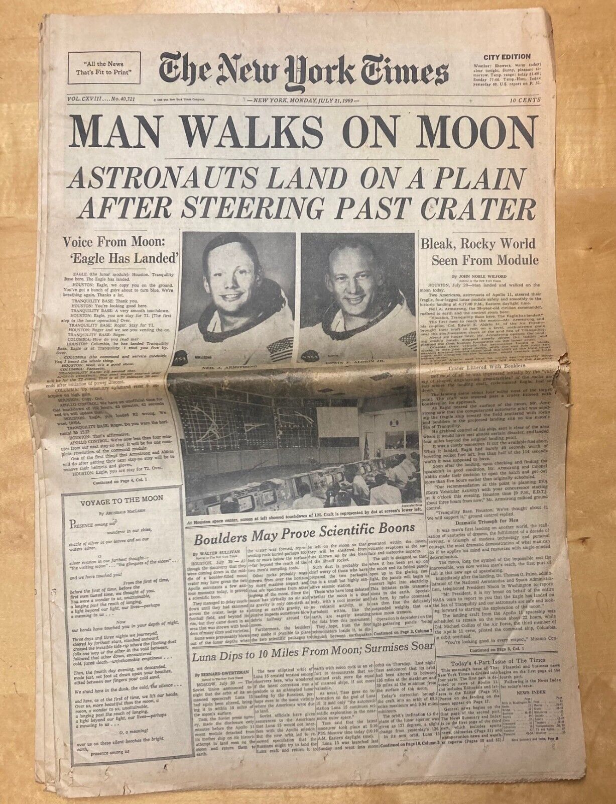 Man Walks on Moon Astronauts Blast Off Moon NYT Newspapers