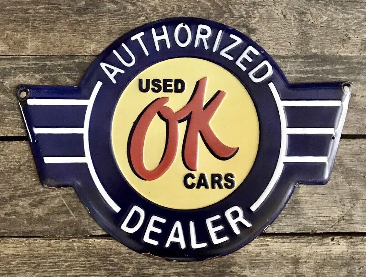 USED OK CARS Authorized Dealer Embossed Metal Sign, 13\