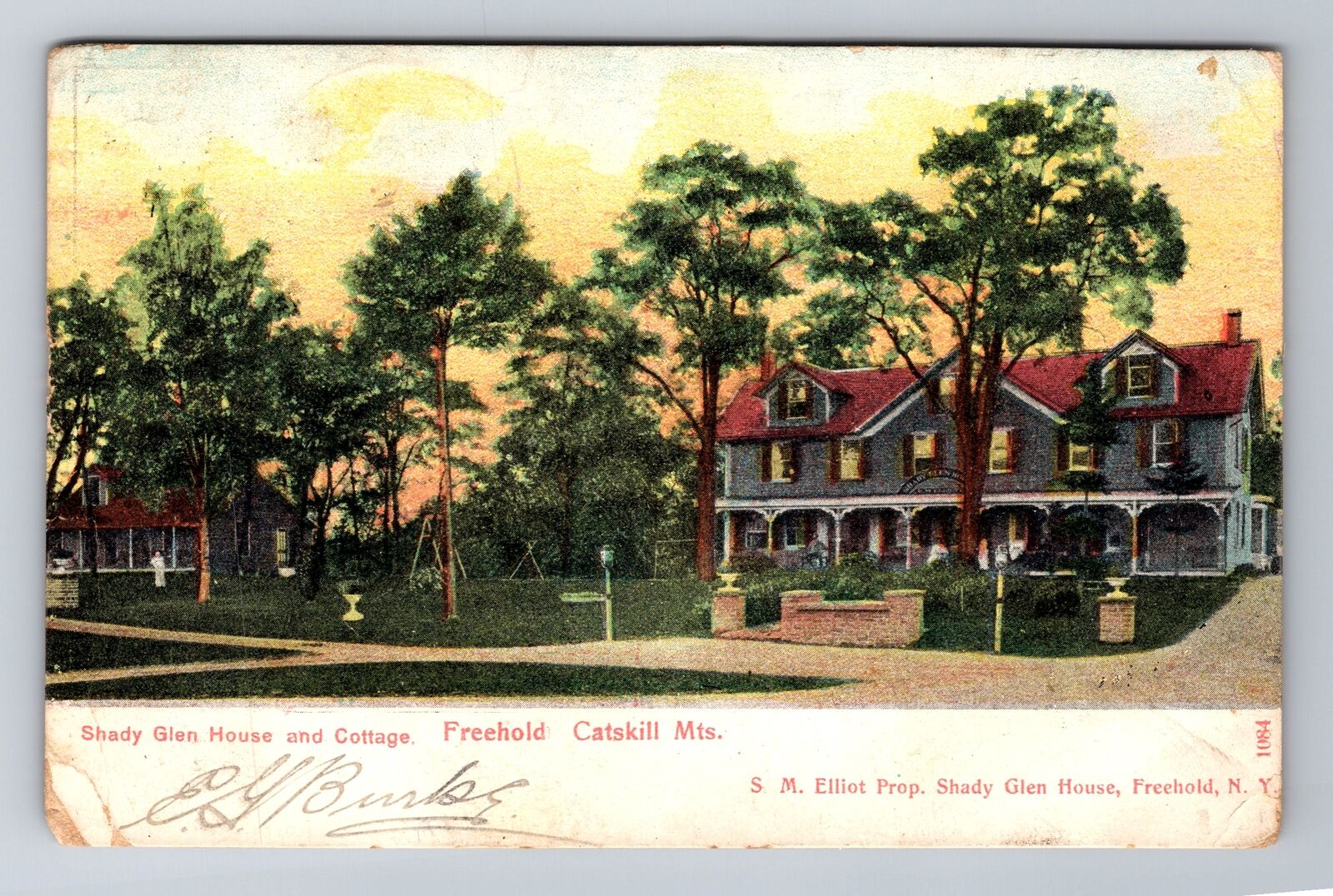 Freehold NY-New York, Catskills Shady Glen House, Cottage Vintage c1907 Postcard
