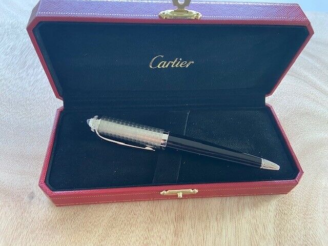 Cartier R de Cartier Ballpoint Pen Black w/Palladium Finish