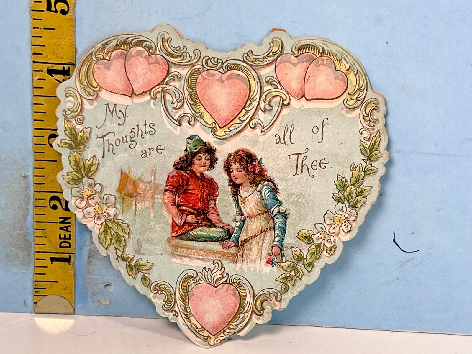 Antique Greetings Sweetheart Embossed Victorian Boy & Girl Card
