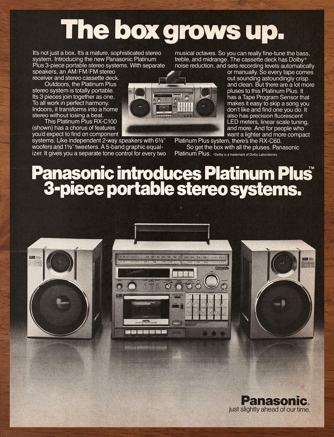 1982 Panasonic 3 Piece Stereo Systems Print Ad/Poster 80s Retro Wall Bar Art