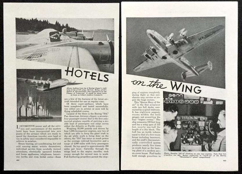1939 Pan American Clippers pictorial Luxury Airliners Boeing 314 Douglas DC-4